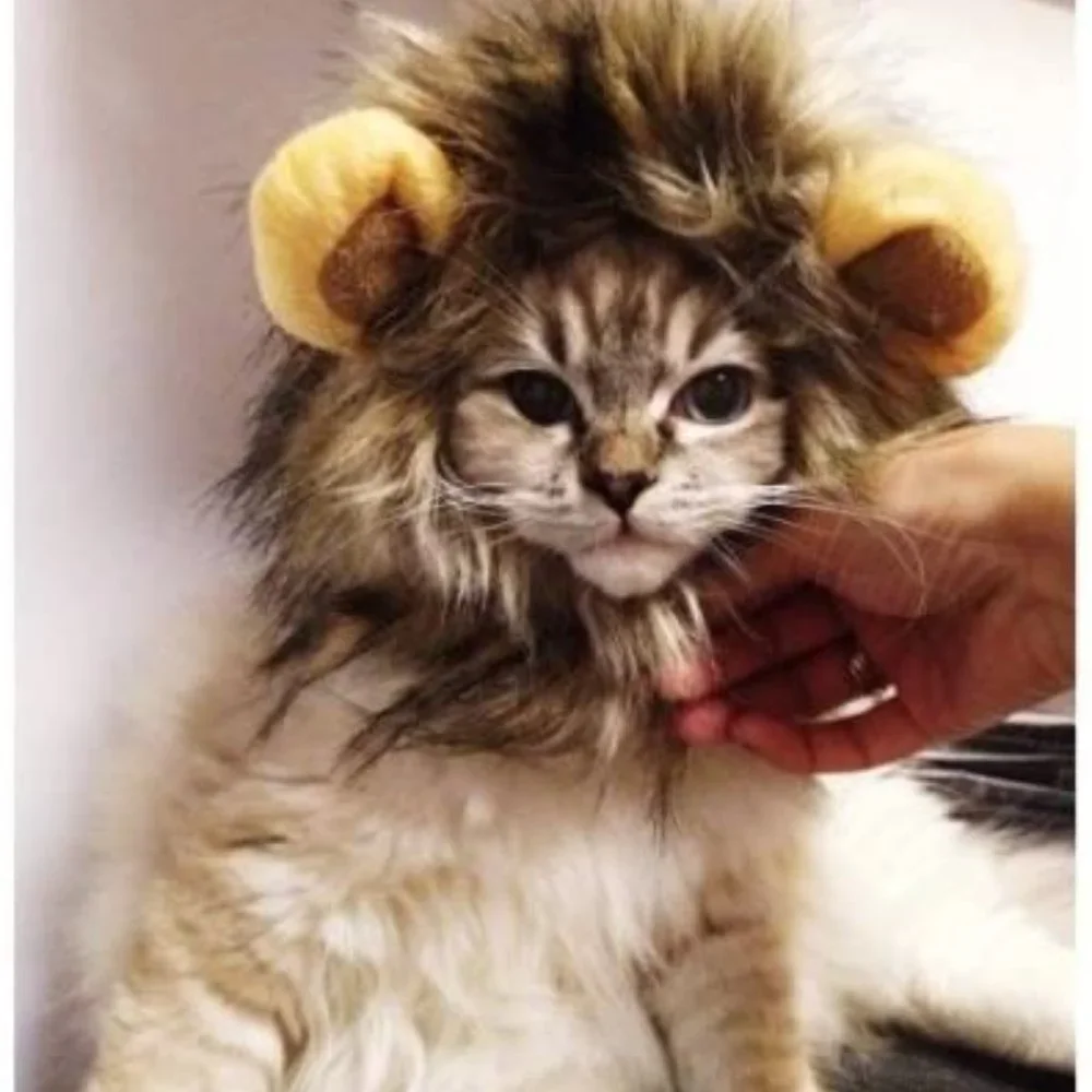 New Furry Lion Mane, Lion Wig for Cats with Ears